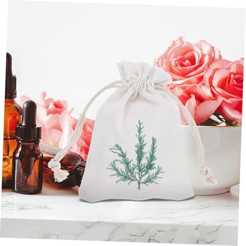 DECHOUS 10pcs Lavender Drawstring Sachet Bags with Rosemary Pattern