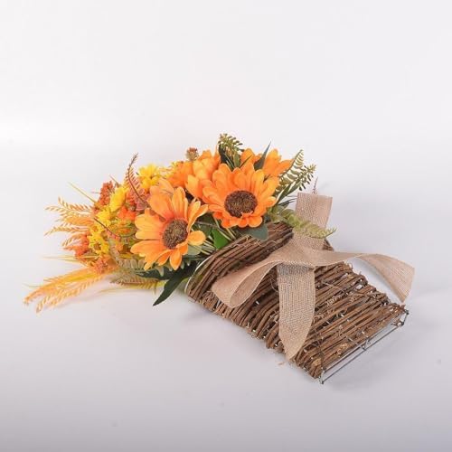 Door Hanging Basket Wreath for Front Door Floral Arrangement