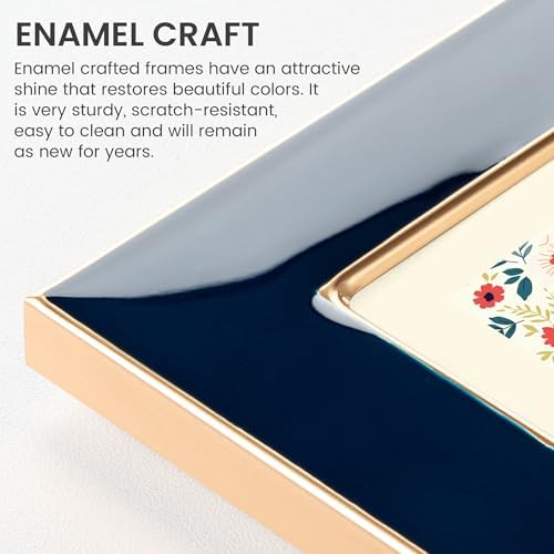 8x10 Enamel Picture Frame with Gold Edge and Easel