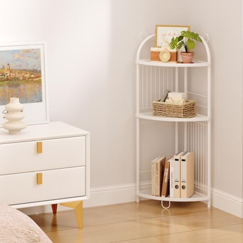 CICUFY 3 Tier Metal Corner Shelf Bathroom Organizer with Guardrails