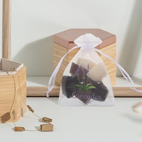 Amosfun 20pcs Organza Lavender Sachets Bags Drawstring Closure Spacious Storage