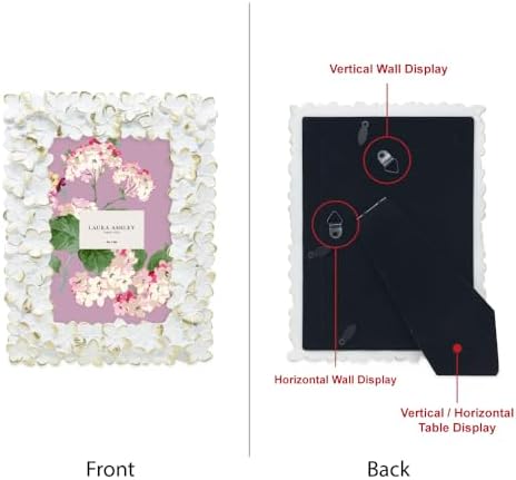 Laura Ashley 4x6 White Gold Flower Resin Picture Frame with Easel and Hook