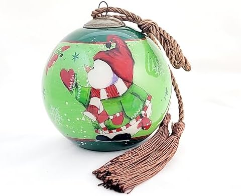 Hand-Painted Glass Snowman Birds Ornament - Unique Artisan Decor