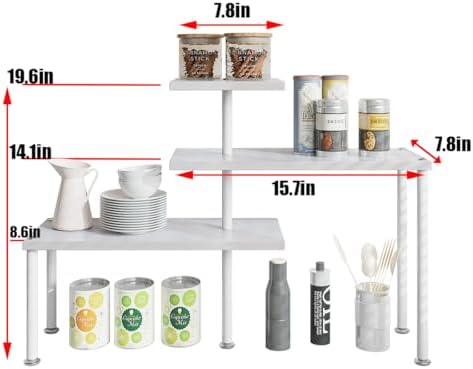 3 Tier Corner Shelf Organizer for Kitchen Bathroom White