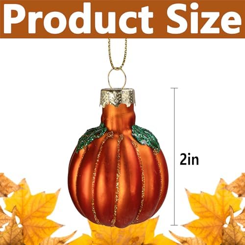 Watayo 6 Pcs Fall Pumpkin Glass Hanging Ornaments
