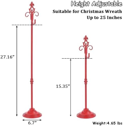 Retro Red Wreath Stand with Fleur-De-Lis Top