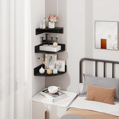Homode 3 Tier Corner Floating Shelves Black