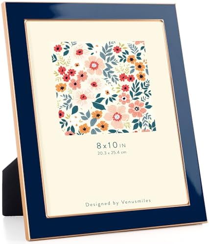 8x10 Enamel Picture Frame with Gold Edge and Easel