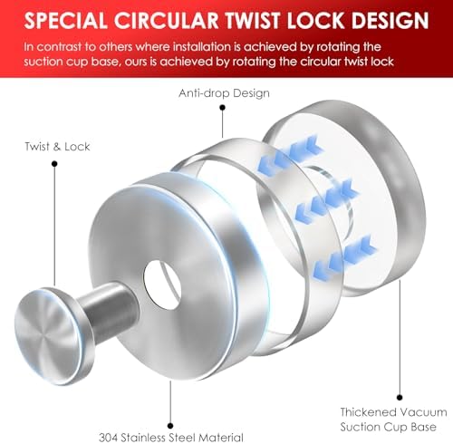 Silver Wreath Hanger 22 LB Suction Cup Hook for Door