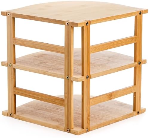 Goaste 3-Tier Bamboo Corner Shelf Kitchen Organizer