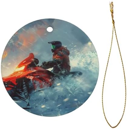 Yilequan Snowmobile Ceramic Christmas Ornament