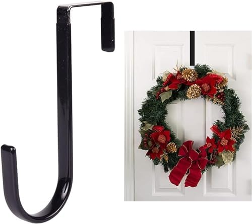 Black Wreath Hanger - Strong Fall Christmas Halloween Door Hook 5 Inch