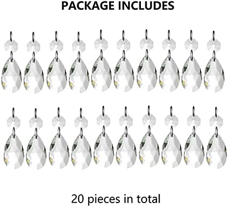 NUPTIO 20PCS Crystal Teardrop Pendant Hanging Decor