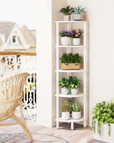 IBUYKE 5 Tier Corner Shelf Stand White