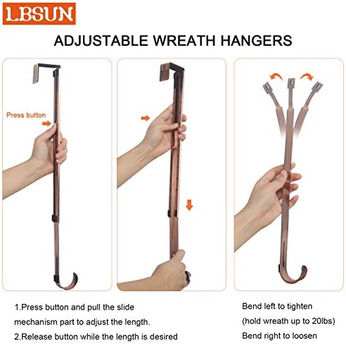 Adjustable Wreath Hanger for Door 20lbs Capacity