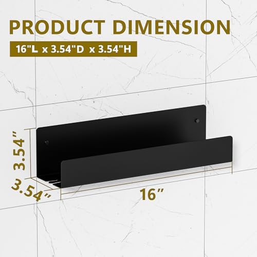 Shower Caddy Organizer 16 Inch 304 Stainless Steel Floating Shelf Black