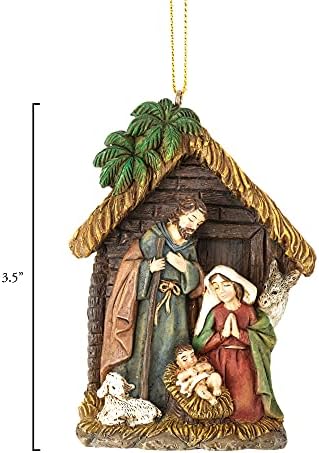 Dicksons Natural Brown Wood Look Holy Family Nativity Resin Hanging Ornament