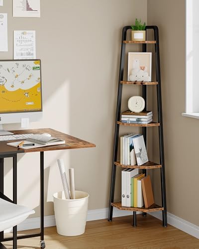 CHOEZON 5-Tier Corner Shelf 596 Tall Metal Ladder Bookshelf