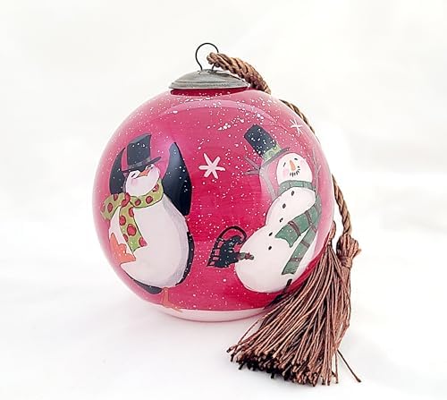 OKEA Snowman Penguin Dance Glass Ornament