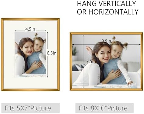 Golden State Art 8x10 Aluminum Frame with Real Glass and Ivory Mat