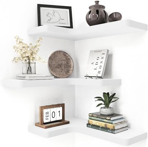 Fuqing Corner Floating Shelves Set of 3 White