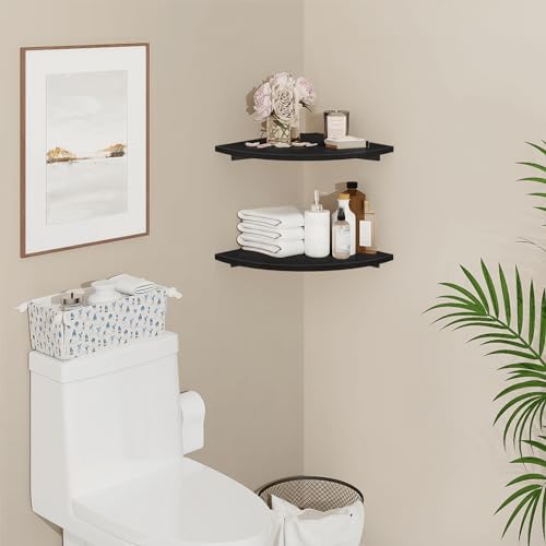 Homode Corner Floating Shelves 2 Tier Black