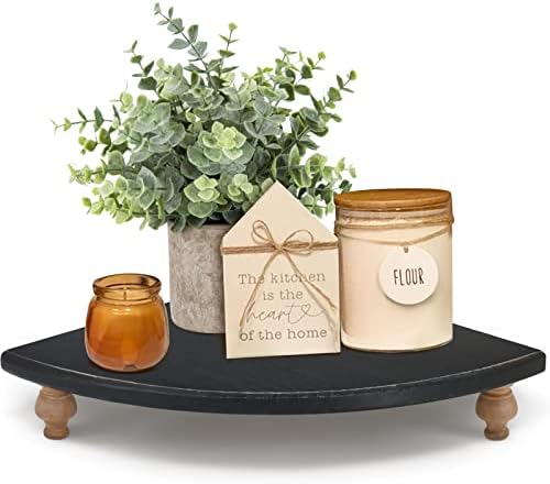 Rustic Black Wood Corner Shelf for Farmhouse Decor