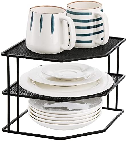 Yarlung 3-Tier Cabinet Corner Shelf Black Metal Organizer