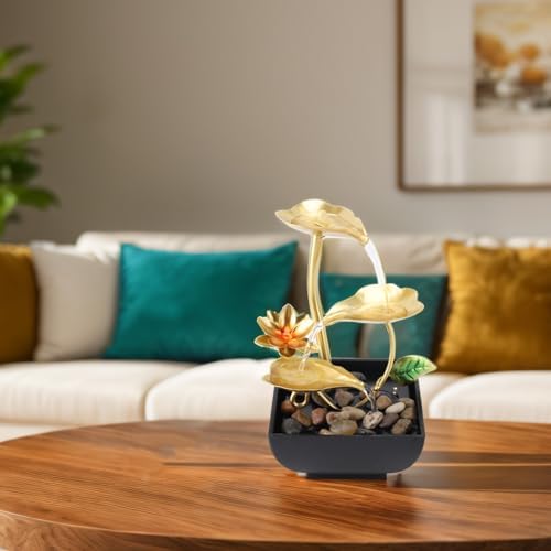 Indoor Fountain with LED Light for Home Office Bedroom