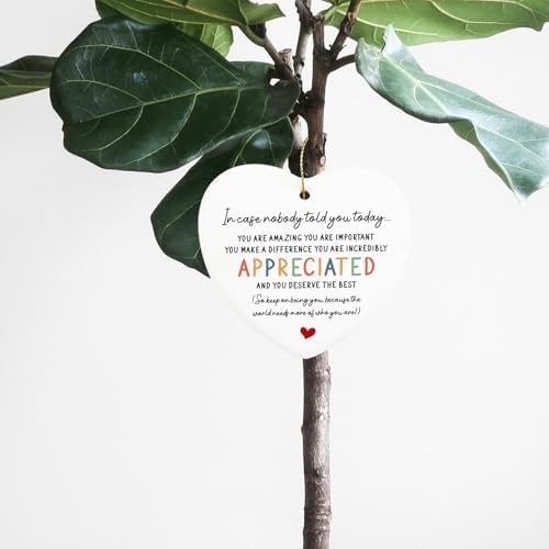 Inspirational Hanging Ornament for Women You Are Amazing Ceramic Heart Keepsake