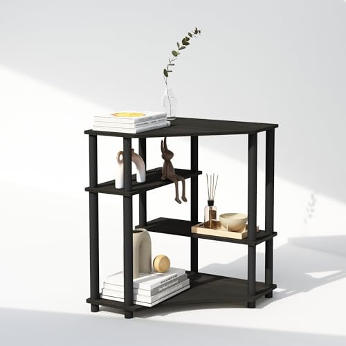 Furinno Turn-N-Tube Corner Shelf Display Bookshelf Espresso Black