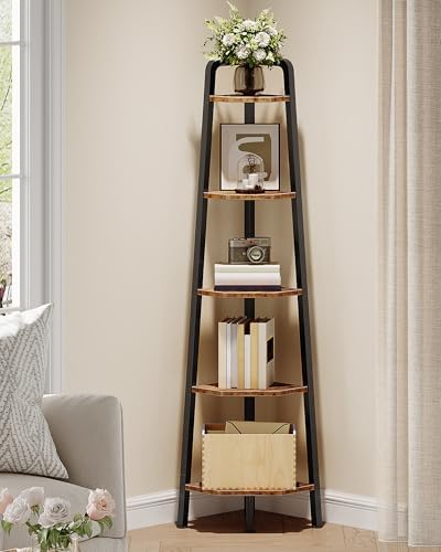 CHOEZON 5-Tier Corner Shelf 596 Tall Metal Ladder Bookshelf