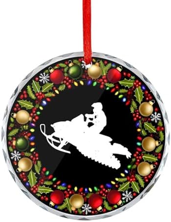 Snowmobile Christmas Glass Pendant 31 Inch