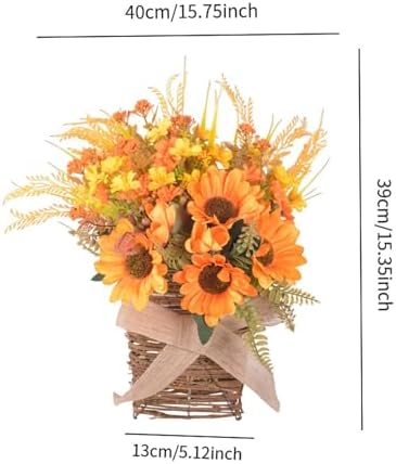 Door Hanging Basket Wreath for Front Door Floral Arrangement