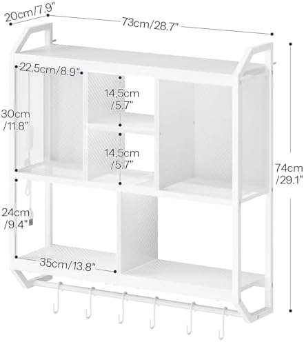 HOOBRO LED Gaming Floating Shelf with 3 Tiers and Hanging Rod