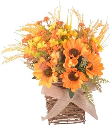 Door Hanging Basket Wreath for Front Door Floral Arrangement