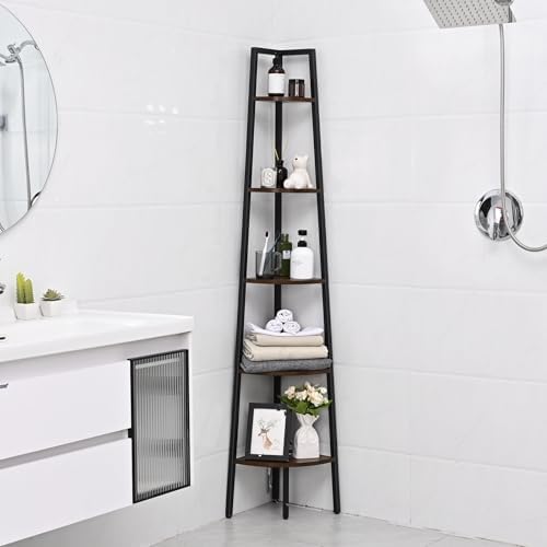 Waipfaru 5-Tier Corner Bookshelf with LED Light