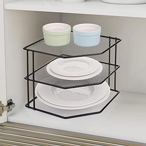 Yarlung 3-Tier Cabinet Corner Shelf Black Metal Organizer