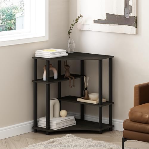 Furinno Turn-N-Tube Corner Shelf Display Bookshelf Espresso Black