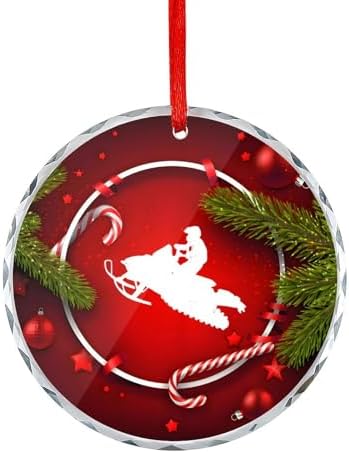 Snowmobile Christmas Glass Ornament 31 Inch Pendant