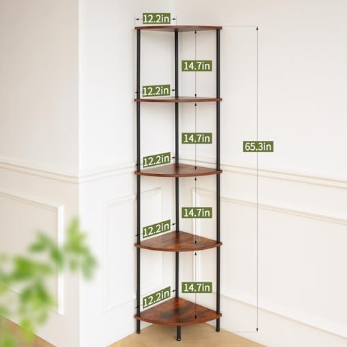 Yoobure 5-Tier Corner Shelf Stand 65 Inches Tall