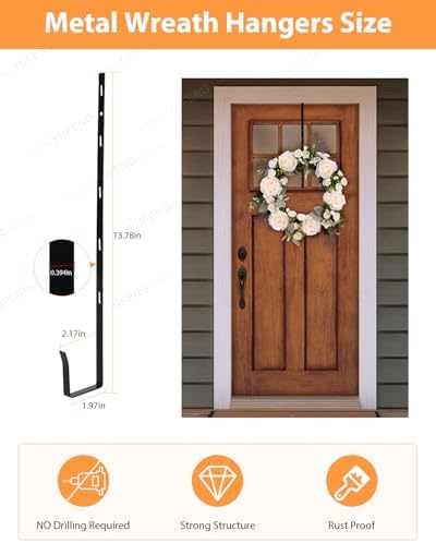 MOFUBAO 14 Inch Steel Wreath Hanger Hook Black