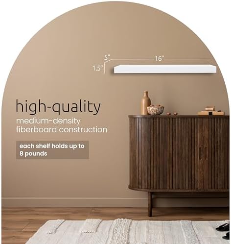 Kiera Grace Modern Floating Shelf 16 Inch White