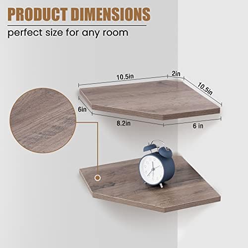 Set of 2 Rustic Grey Corner Wall Shelves