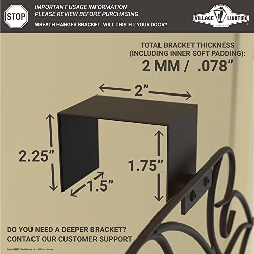 Adjustable Wreath Hanger for Front Door - Cast Iron Black Design