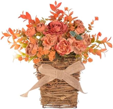 Wooden Door Hanger Basket with Silk Flowers