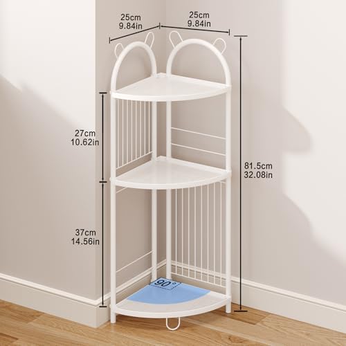 CICUFY 3 Tier Metal Corner Shelf Bathroom Organizer with Guardrails
