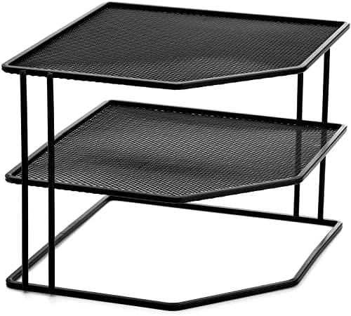 Yarlung 3-Tier Cabinet Corner Shelf Black Metal Organizer