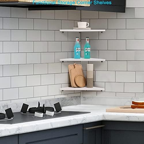 Joiishom Corner Wall Shelf Set of 3 - White
