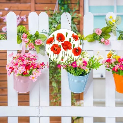 Red Poppy Wreath Hangers for Front Door Decor